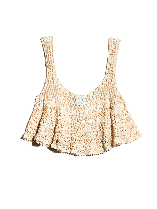 Anna Kosturova Crochet Lacy Crop Top
