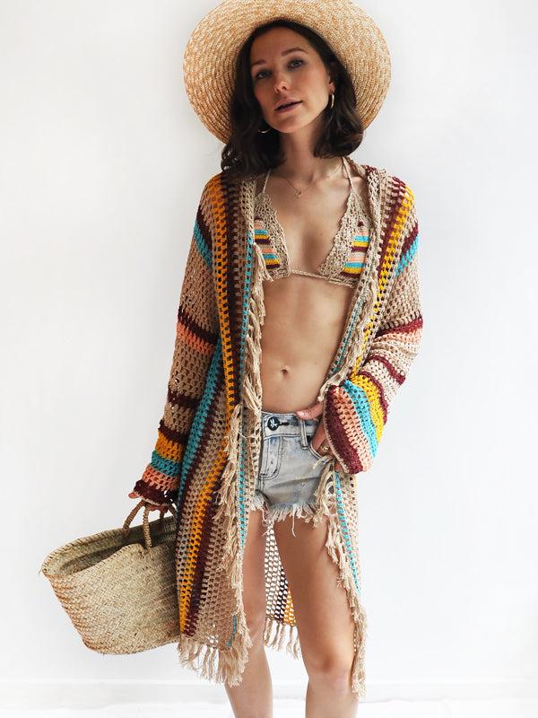 Anna Kosturova Crochet Malibu Hooded Kimono