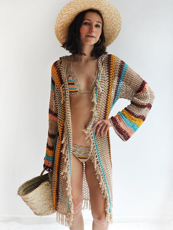 anna kosturova Crochet Malibu Hooded Kimono