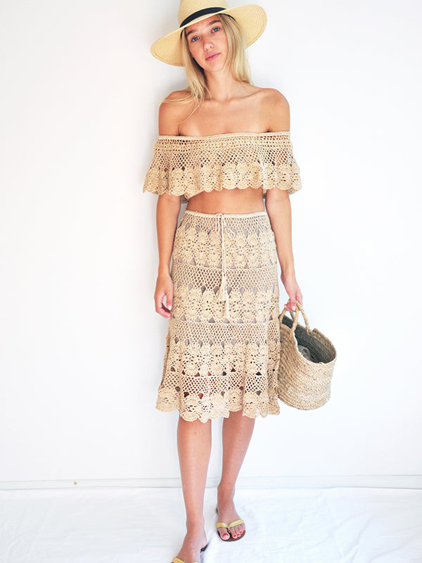 Anna Kosturova Crochet Marianne Skirt - Gold