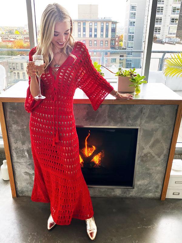 Anna Kosturova Crochet Marissa Maxi Dress