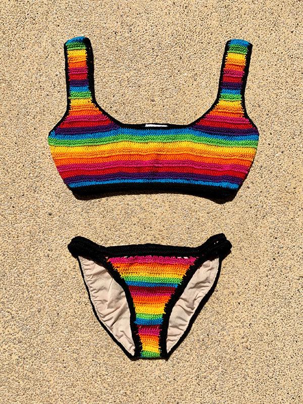 anna kosturova Crochet Rainbow Crop Tank Top