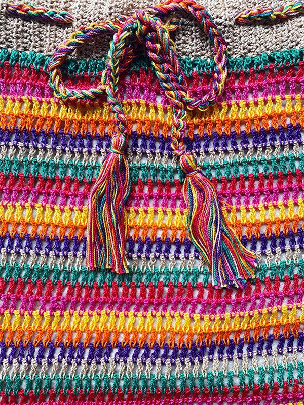 Anna Kosturova Crochet Red Stripe Mini Skirt