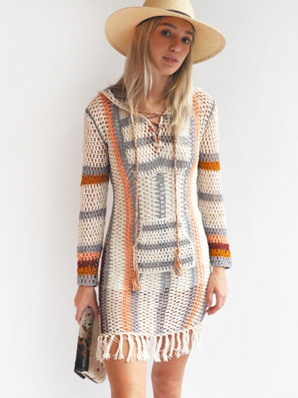 Anna Kosturova Crochet Sahara Hoodie Dress Tunic