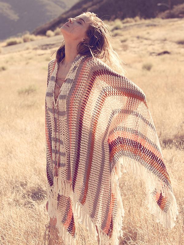 anna kosturova Crochet Sahara Poncho Hoodie