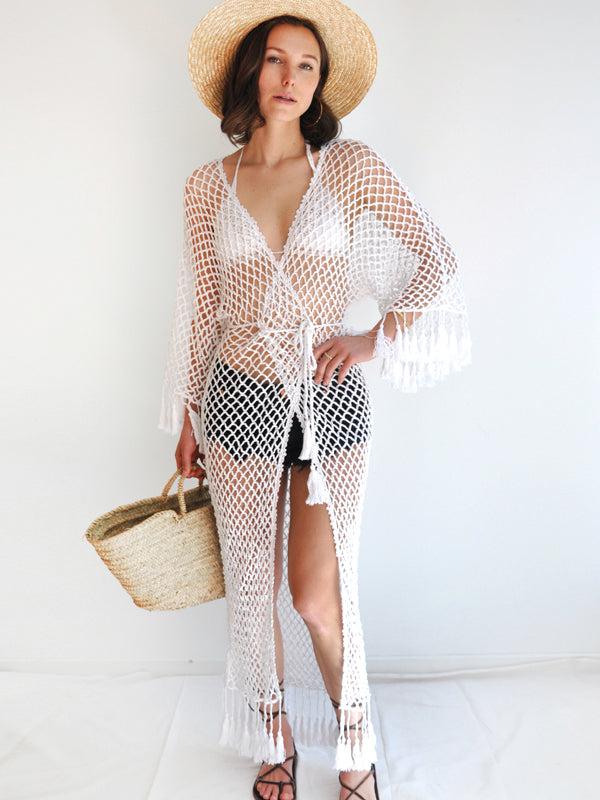 anna kosturova Crochet Seashore Maxi Kimono