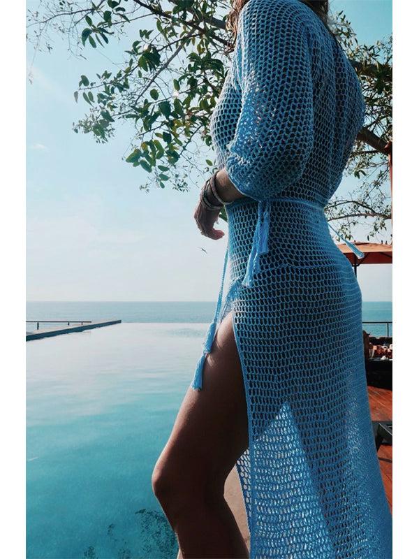 Anna Kosturova Crochet Stevie Maxi Dress - Chambray