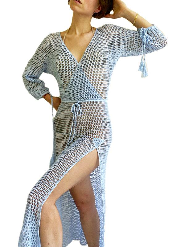 Anna Kosturova Crochet Stevie Maxi Dress - Chambray