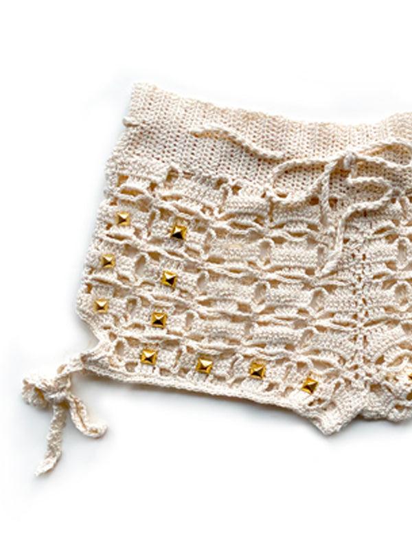 Anna Kosturova Crochet Studded Rebel Shorts