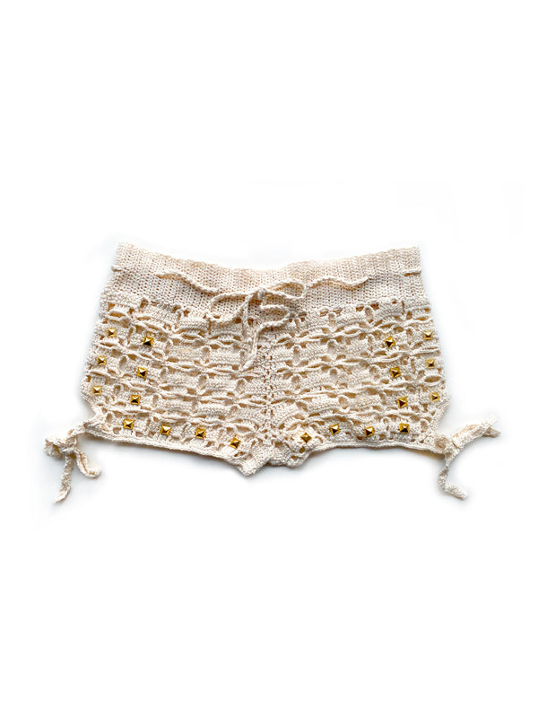 anna kosturova Crochet Studded Rebel Shorts