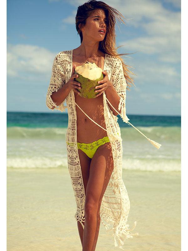 Anna Kosturova Crochet Tassel Maxi Kimono