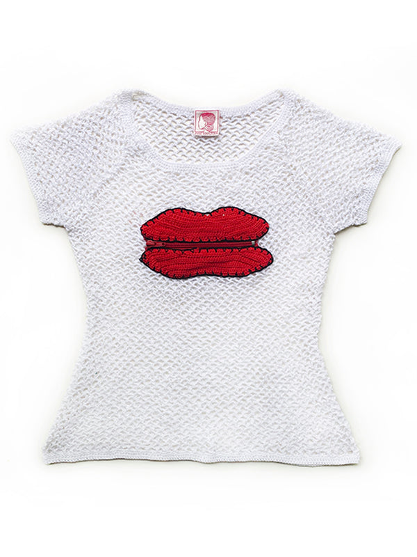 Anna Kosturova Crochet Zipper Lips Top