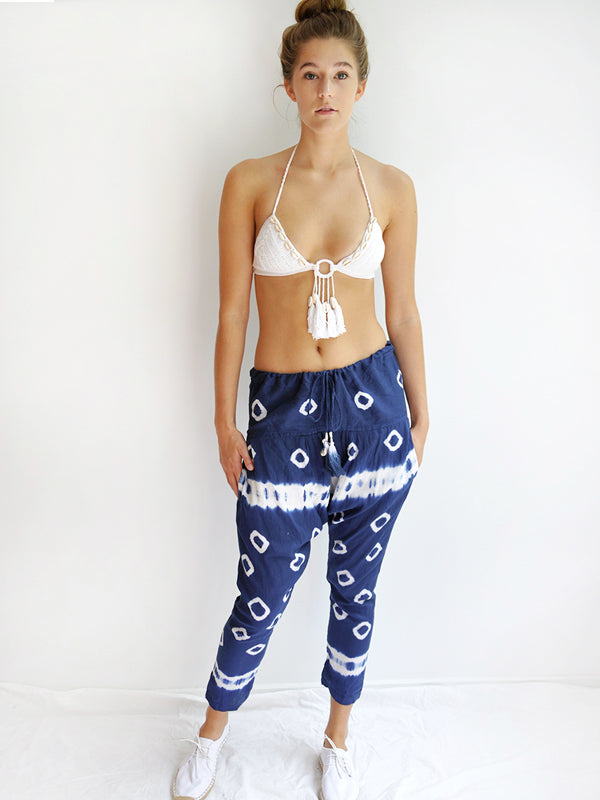 anna kosturova Indigo Sand Dollar Harem Pants