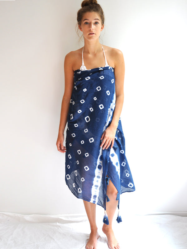 Anna Kosturova Indigo Sand Dollar Sarong Scarf