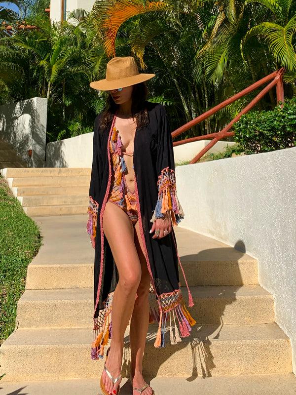 anna kosturova Michelle Maxi Kimono Black