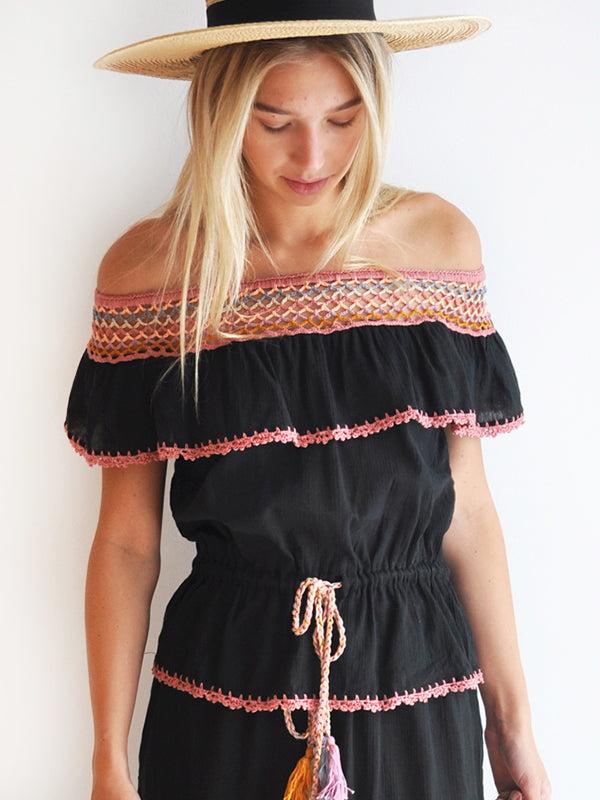 Anna Kosturova Michelle Off-Shoulder Top Black