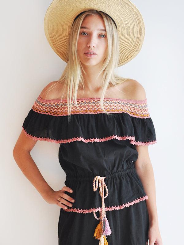 anna kosturova Michelle Off-Shoulder Top Black