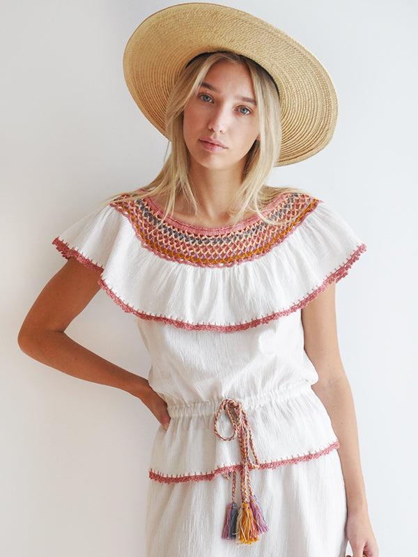 anna kosturova Michelle Off-Shoulder Top Cream