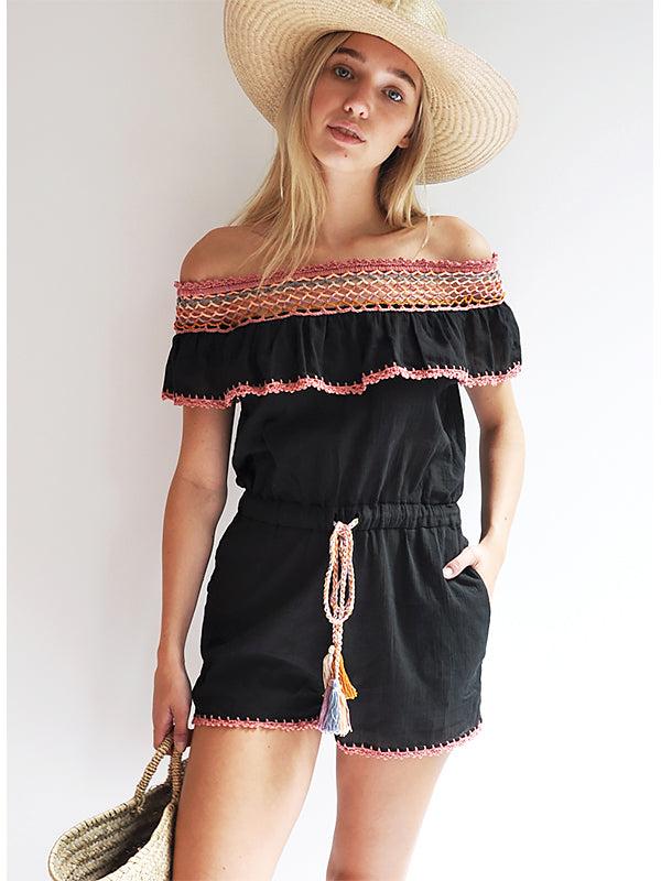 anna kosturova Michelle Romper Black