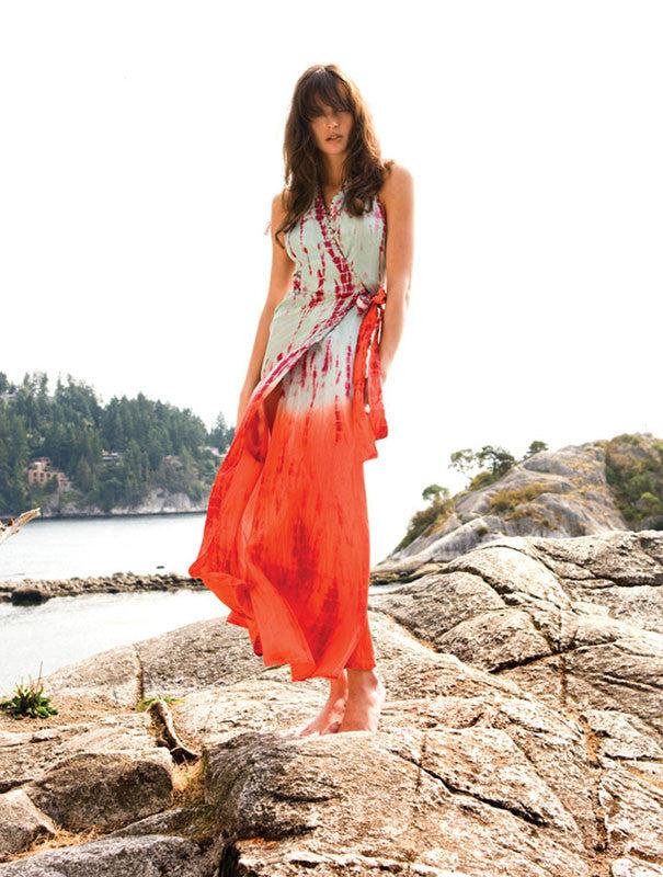 Anna Kosturova Silk Halter Wrap Dress