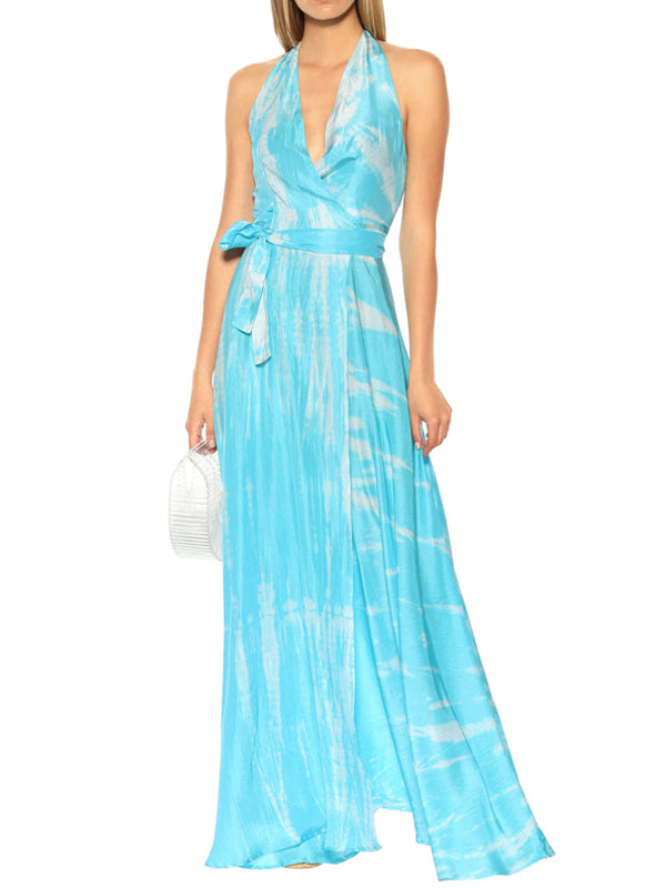 anna kosturova Silk Halter Wrap Dress