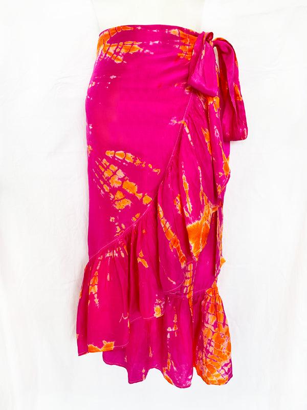 Anna Kosturova Silk Rio Wrap Midi Skirt