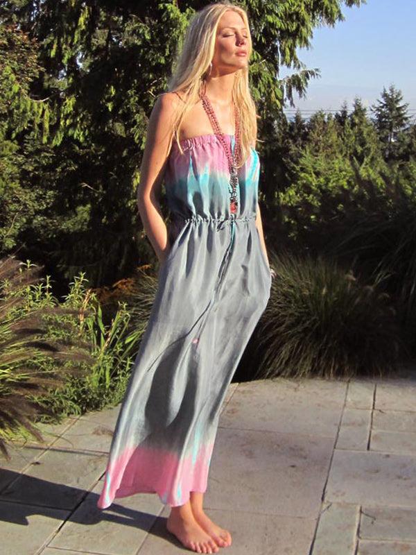 anna kosturova Silk Strapless Maxi Dress