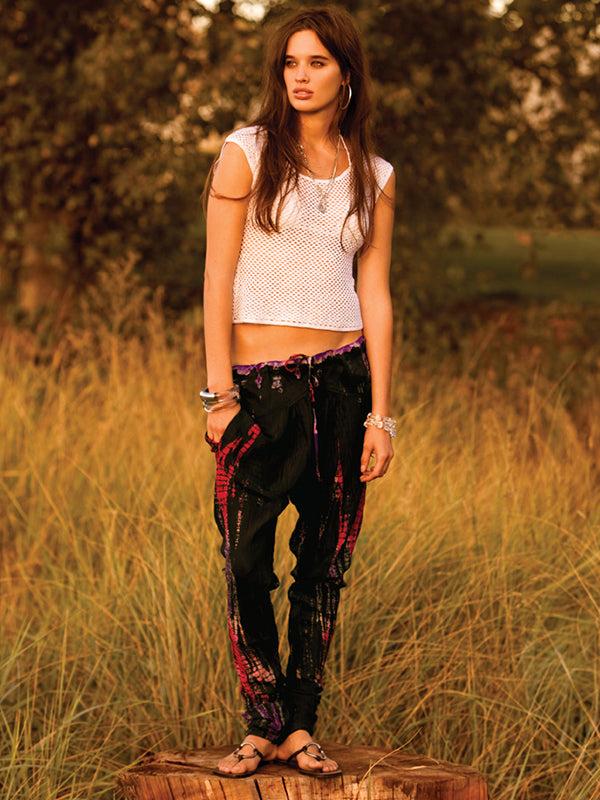 anna kosturova Silk Tie-Dye Harem Pants