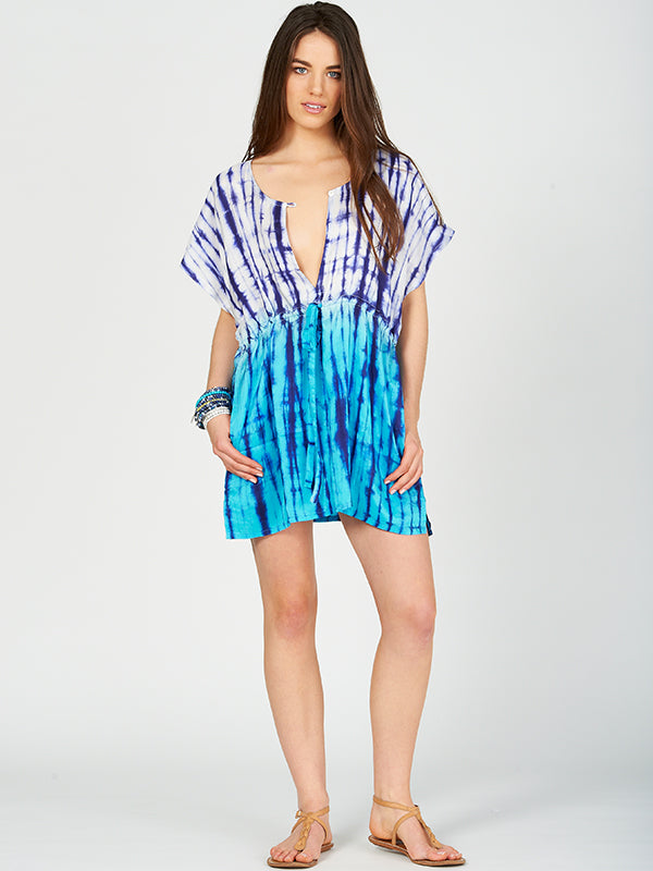 anna kosturova Silk Tie-dye Mini Caftan