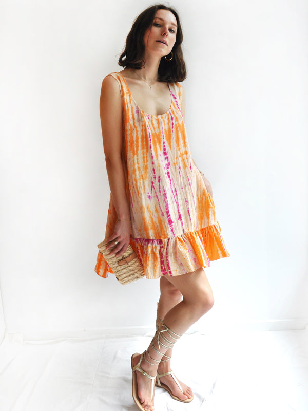 anna kosturova Silk Trapeze Tank Dress