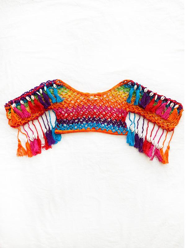 anna kosturova Sunshine Rainbow Mesh Crop Top