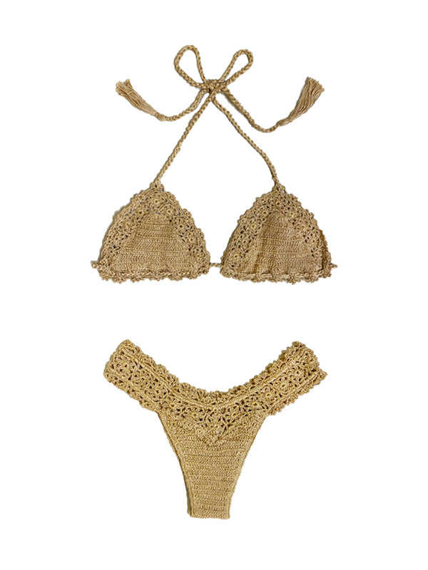 Anna Kosturova Crochet Bella Bikini - Brazilian Bottom -GOLD