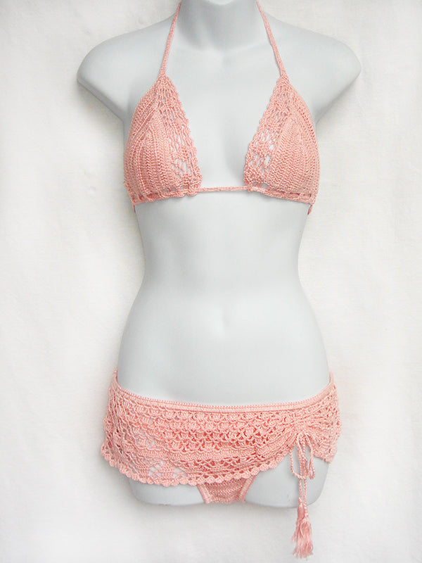 Anna Kosturova Crochet Cinched Skirtkini Bikini Top