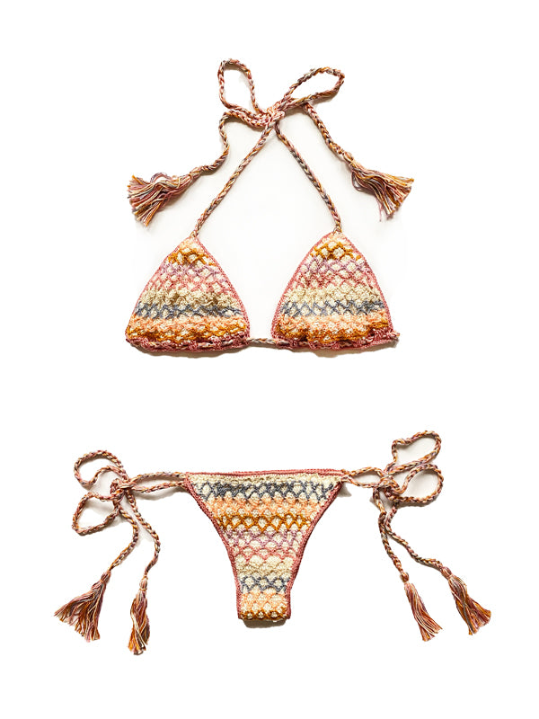 Anna Kosturova Crochet Dusk Rainbow Mesh Bikini Top