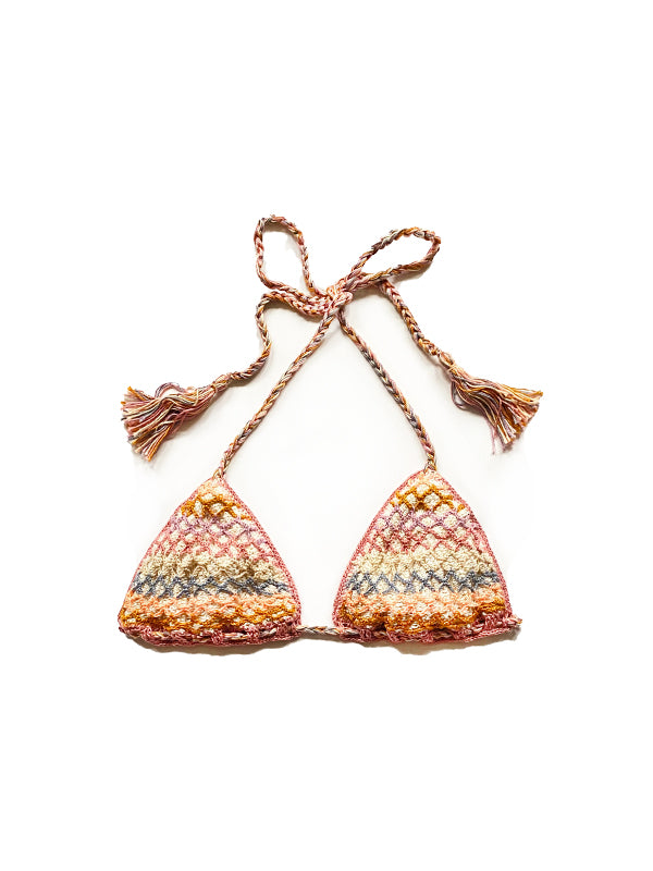 anna kosturova Crochet Dusk Rainbow Mesh Bikini Top