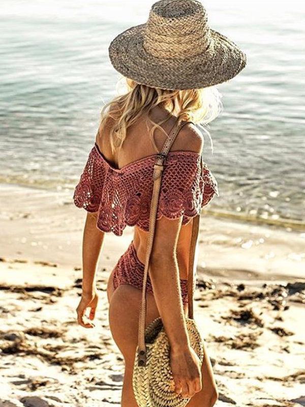 Anna Kosturova Crochet Filigree Off Shoulder Top - Vintage Rose