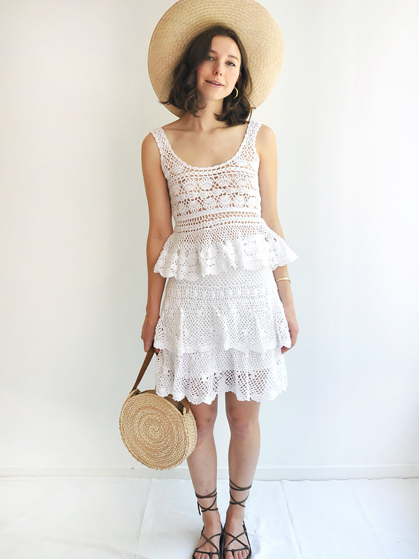 Anna Kosturova Crochet Florence Pointelle Mini Skirt