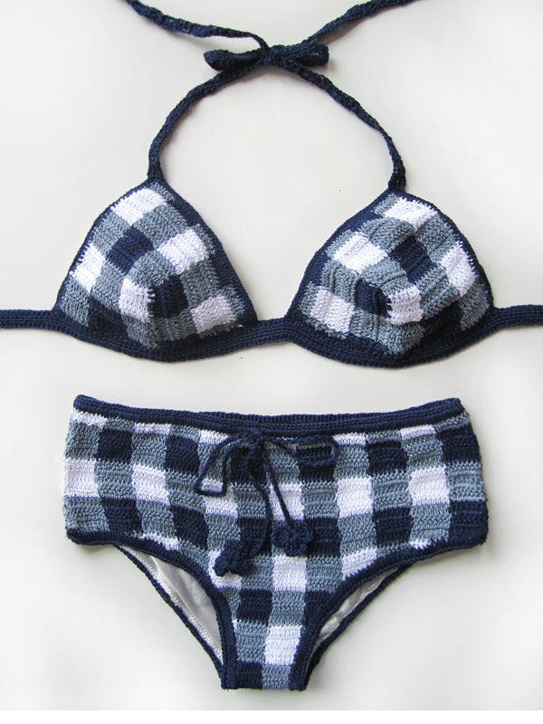 Anna Kosturova Crochet Gingham Hipster Bikini Bottom
