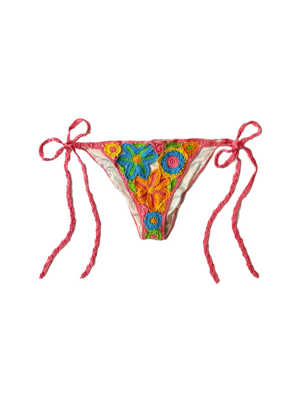 anna kosturova Crochet Rainbow Millefiori Bikini Bottom - Coral