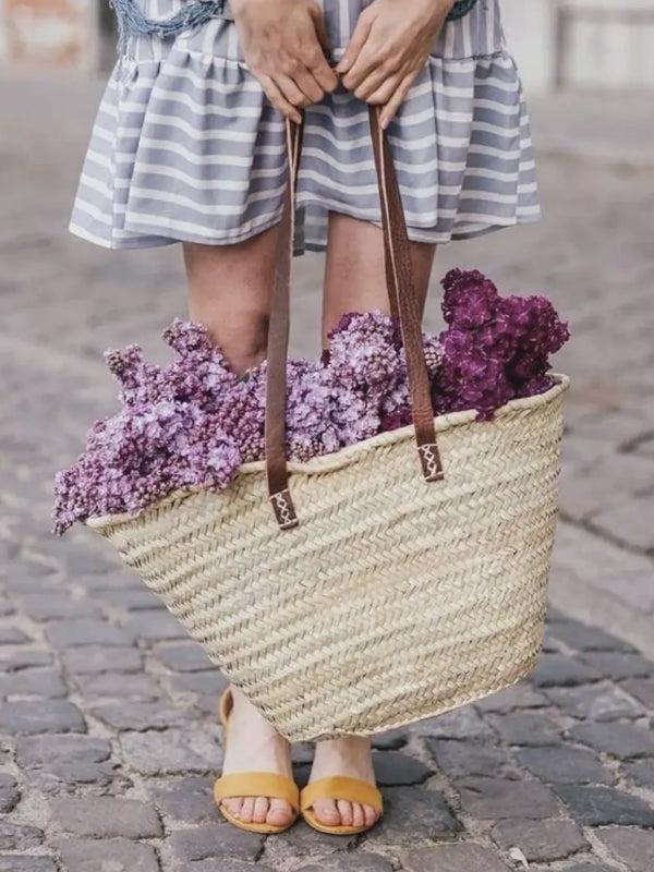 Anna Kosturova French Market Basket Bag - Long Leather Handles