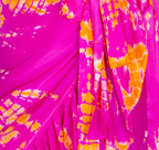Anna Kosturova Silk Long Sleeve Wrap Dress - Magenta Tangerine