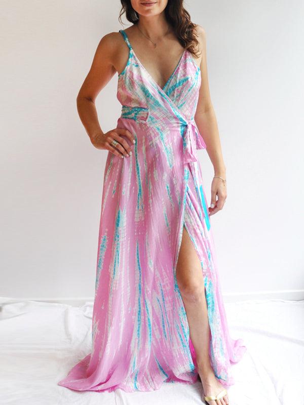 Anna Kosturova Silk Wrap Slip Maxi Dress - Pink Seafoam