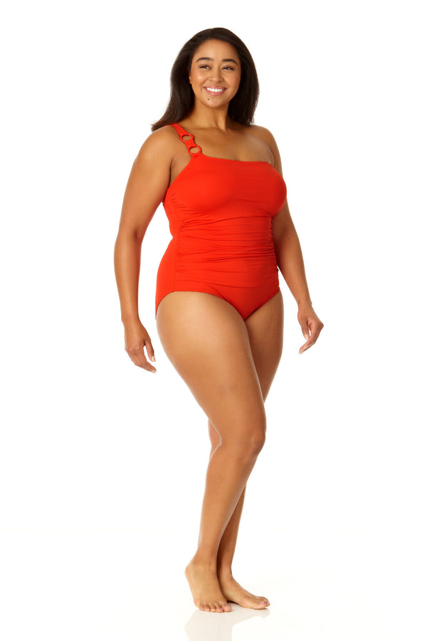 Anne Cole Ring Strap Asymmetric One Piece Swimsuit
