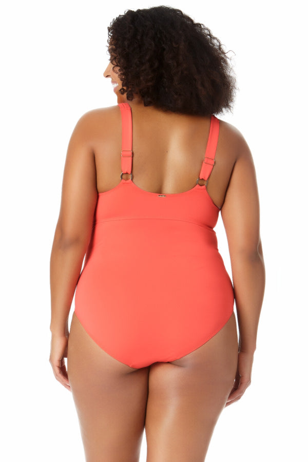 Anne Cole Square Neck Shirred One Piece