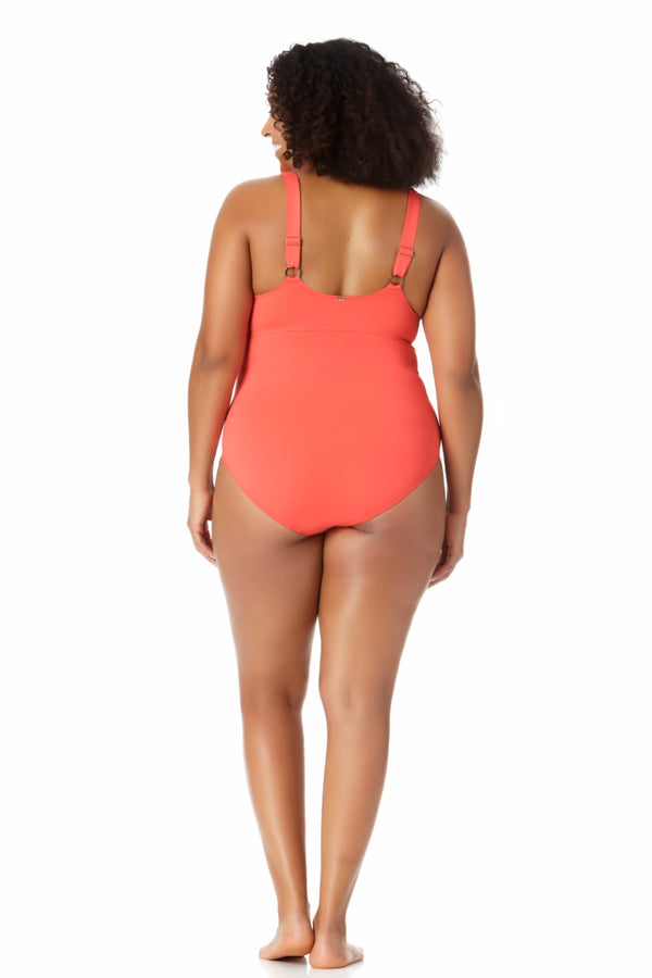 Anne Cole Square Neck Shirred One Piece