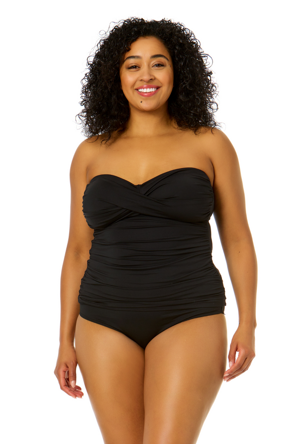 anne cole Twist Front Bandeaukini Swim Top