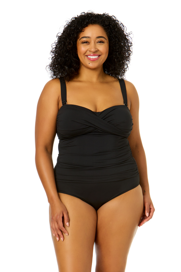 Anne Cole Twist Front Shirred One Piece