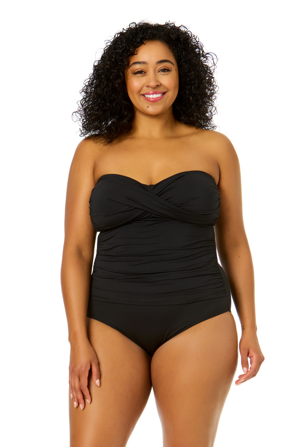 anne cole Twist Front Shirred One Piece