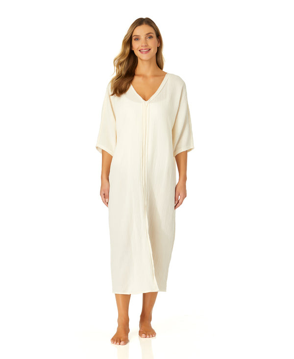 anne cole Women's Double V Neck Kaftan Cover Up