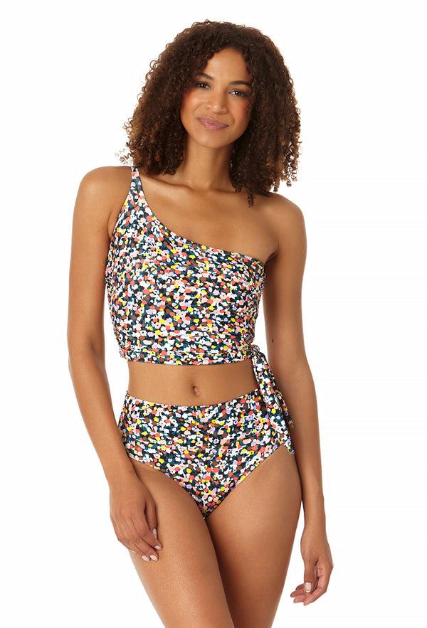 anne cole Women's One Shoulder Side Tie Bikini Top